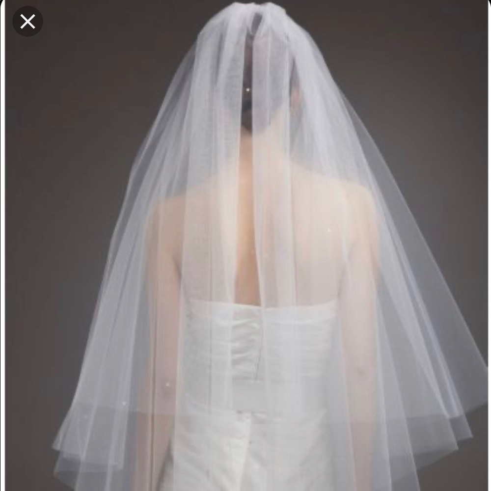 NEW 2 Tier Waking Veil with Scattered Crystals